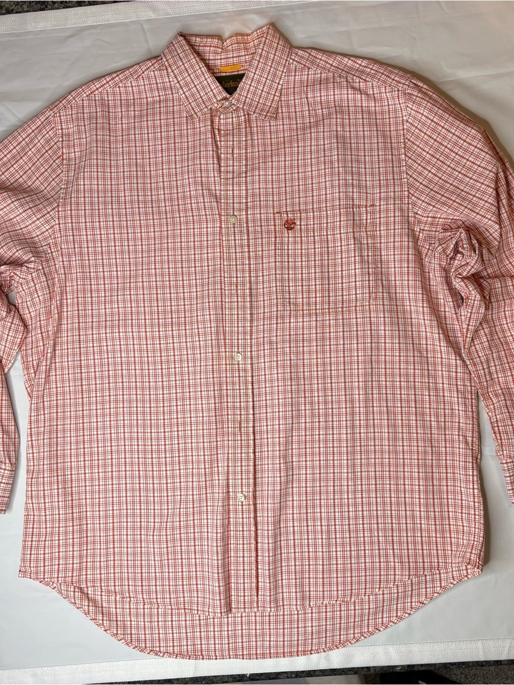 Timberland Red White Plaid Long-Sleeve Button-Down Shirt